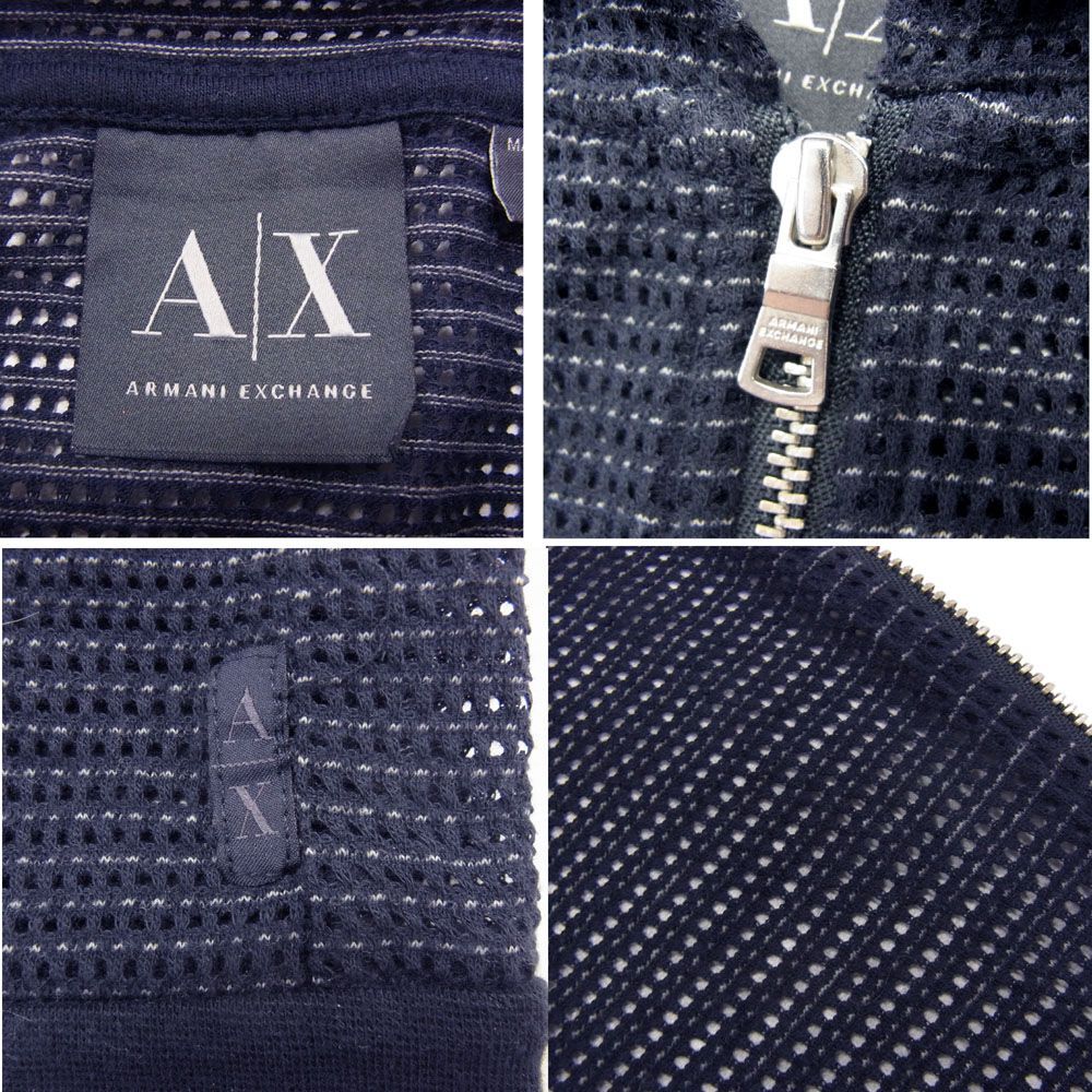 定価2万円以上●Armani Exchange アルマーニ パーカー フーディー ジャケット ジップ メッシュ メンズ Lサイズ 春物 濃紺 1円スタートの画像9