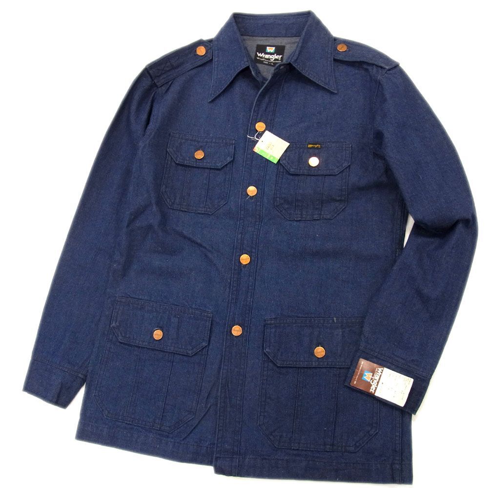 新品 レア VINTAGE●Wrangler ラングラー 70’s デニム カバーオール ワーク ジャケット デッドストック 未使用 メンズ Lサイズ ミリタリー