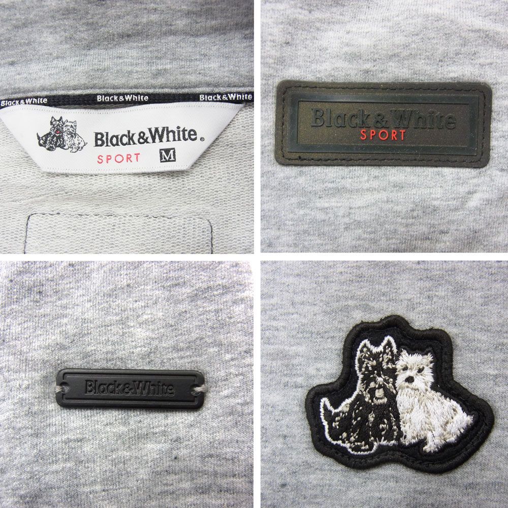 定価3万円●Black&White ブラック&ホワイト ジップ ジャケット カットソー ゴルフ ストレッチ メンズ Mサイズ ロゴ刺繍 春物 1円スタートの画像9