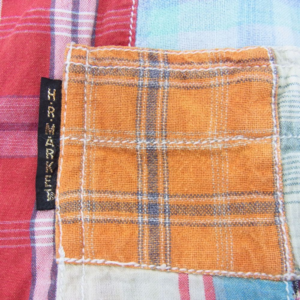  обычная цена 3 десять тысяч иен *HOLLYWOOD RANCH MARKET Hollywood Ranch Market рубашка с длинным рукавом проверка лоскутное шитье мужской S размер весна предмет 1 иен старт 