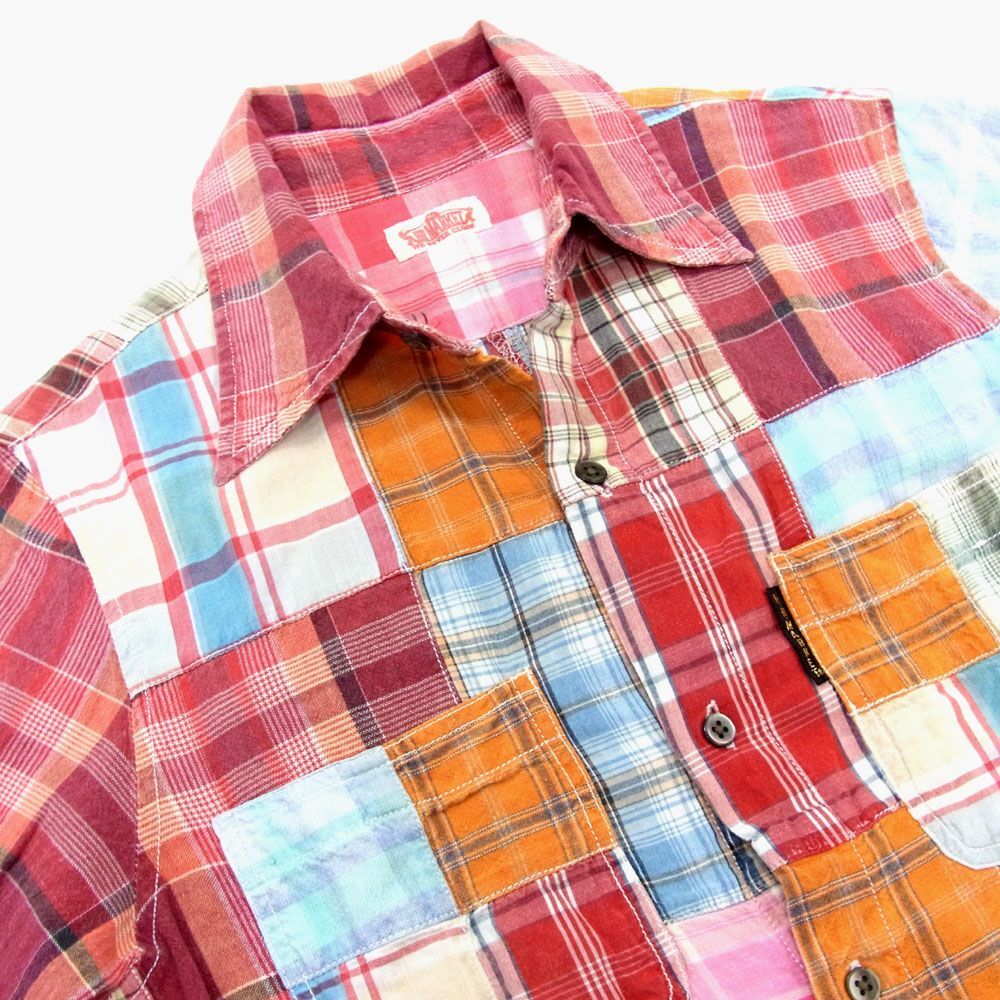  обычная цена 3 десять тысяч иен *HOLLYWOOD RANCH MARKET Hollywood Ranch Market рубашка с длинным рукавом проверка лоскутное шитье мужской S размер весна предмет 1 иен старт 