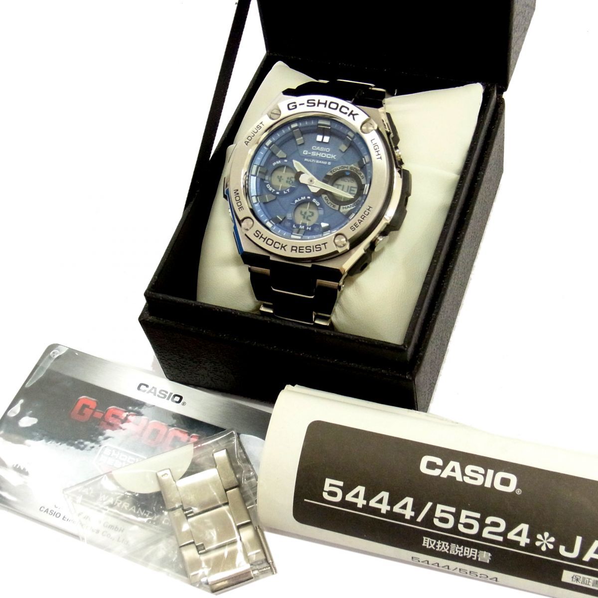 美品 定価39,600円◇CASIO G-SHOCK GST-W110D-2AJF G-STEEL 電波ソーラー 腕時計メンズ ウォッチ 余りコマ3つ ケース付き 1円スタート_画像1