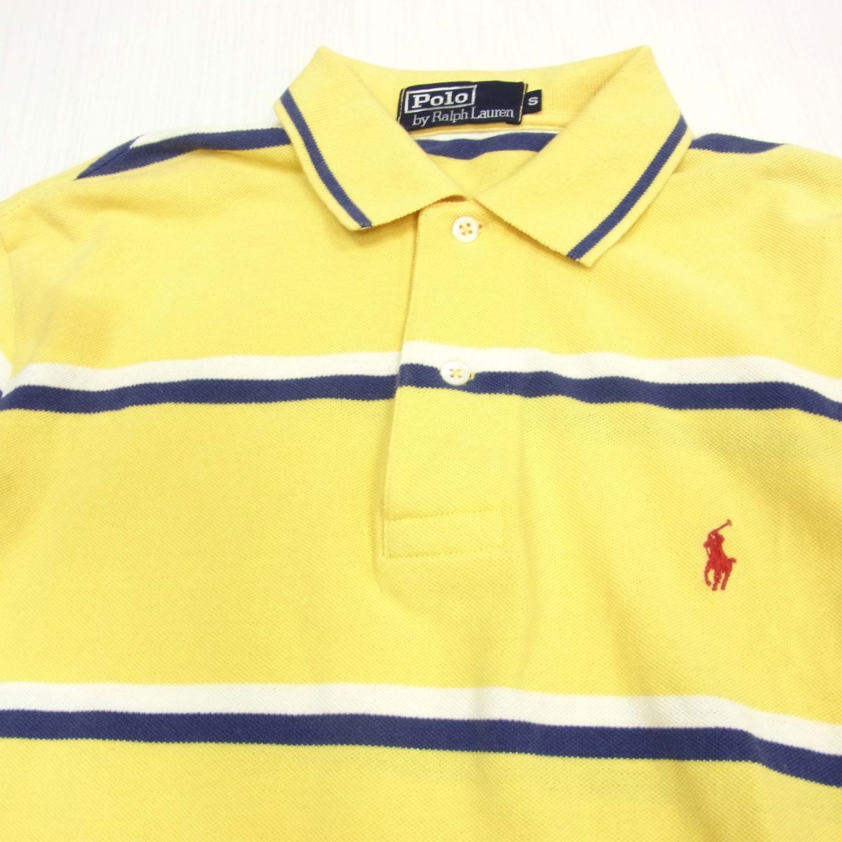 90’s◆Polo by RalphLauren ラルフローレン 半袖 ボーダー 鹿の子 ポロシャツ メンズ 春夏物 1円スタート_画像5