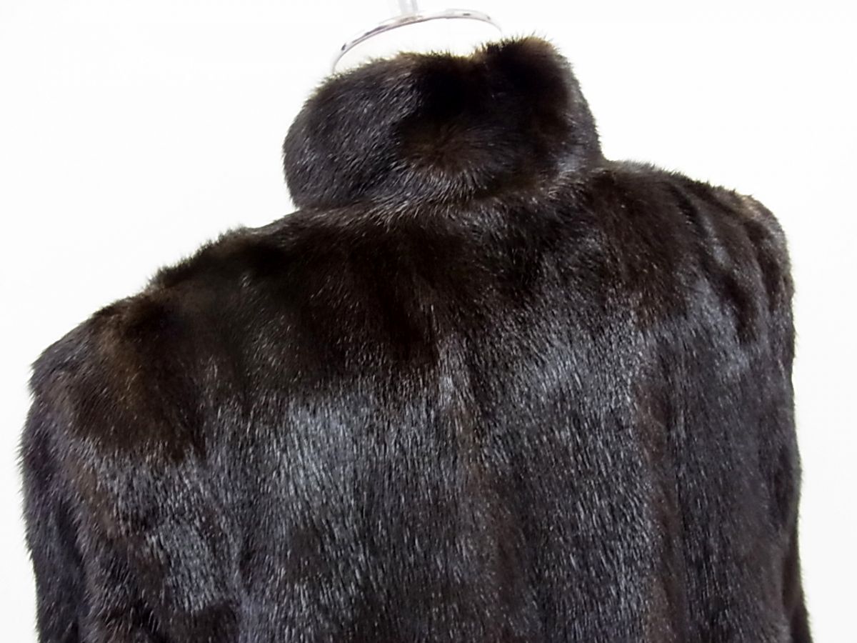 ◇Nakamura Fur GINZA AKASAKA MINK 高級毛皮 ミンクロングコート ダークブラウン レディース 毛艶 毛並 最高級の画像4