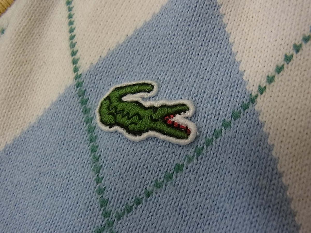 ☆LACOSTE ラコステ セーター コットンニット Vネック アーガイル柄 メンズ プルオーバー 春物 1円スタートの画像6