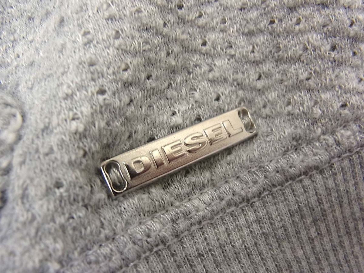 ☆DIESEL ディーゼル ジップアップパーカー メンズ メッシュ フーディー スウェット 春物 グレー S 1円スタートの画像6