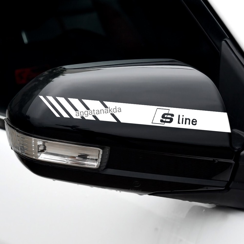  Audi [S-line] side door mirror sticker 2P[ silver white ]A1 A2 A3 A4 A5 A6 A7 A8 Q1 Q2 Q3 Q4 Q5 Q6 Q7 Q8 B5 B6 B7 B8 C5 C6 C7 V8