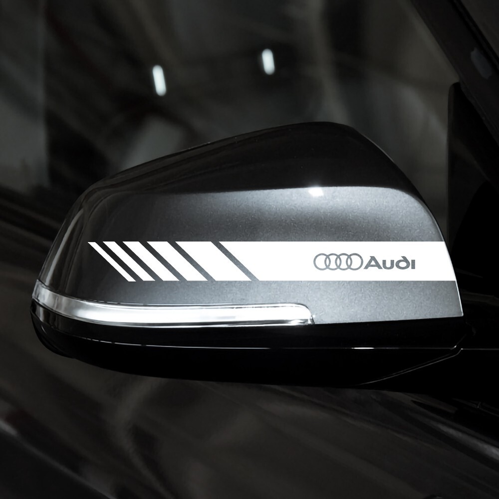  Audi side door mirror sticker 2P[ silver white ]A1 A2 A3 A4 A5 A6 A7 A8 Q1 Q2 Q3 Q4 Q5 Q6 Q7 Q8 B5 B6 B7 B8 C5 C6 C7 V8 S-line RS