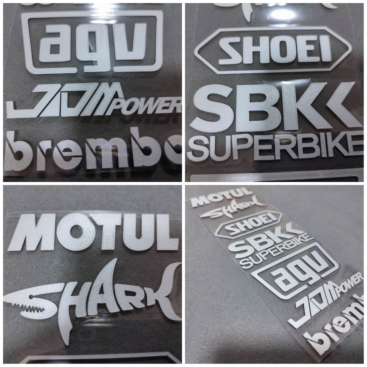 バイク用 ステッカー B【シルバーホワイト】MOTUL SHARK SBK SHOEI brembo JDM agv HONDA YAMAHA KAWASAKI SUZUKI ハーレー インディアンの画像3