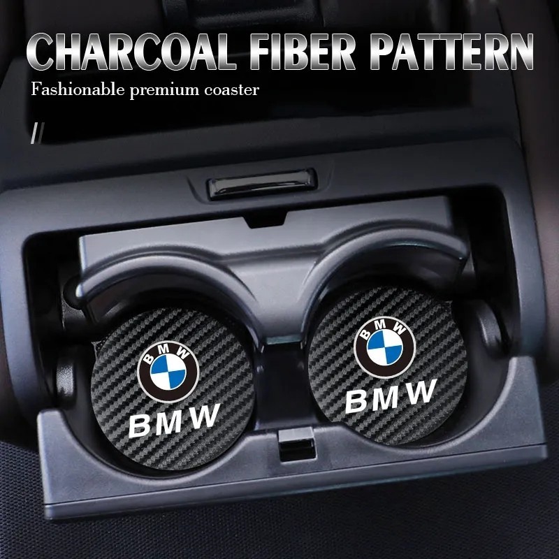 BMW カーボンレザー ドリンクホルダー コースター 2P■MPerformance MSport E36 E39 E46 E60 E90 F10 F20 F30 x1x2x3x4x5x6x7x8 320 325の画像1
