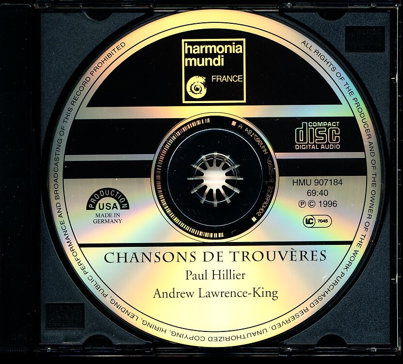 HMF ヒリアー/Paul Hillier, ローレンス=キング/Andrew Lawrence-King - トルヴェール(吟遊詩人)の歌　4枚同梱可能　4EB0000007FM_画像6