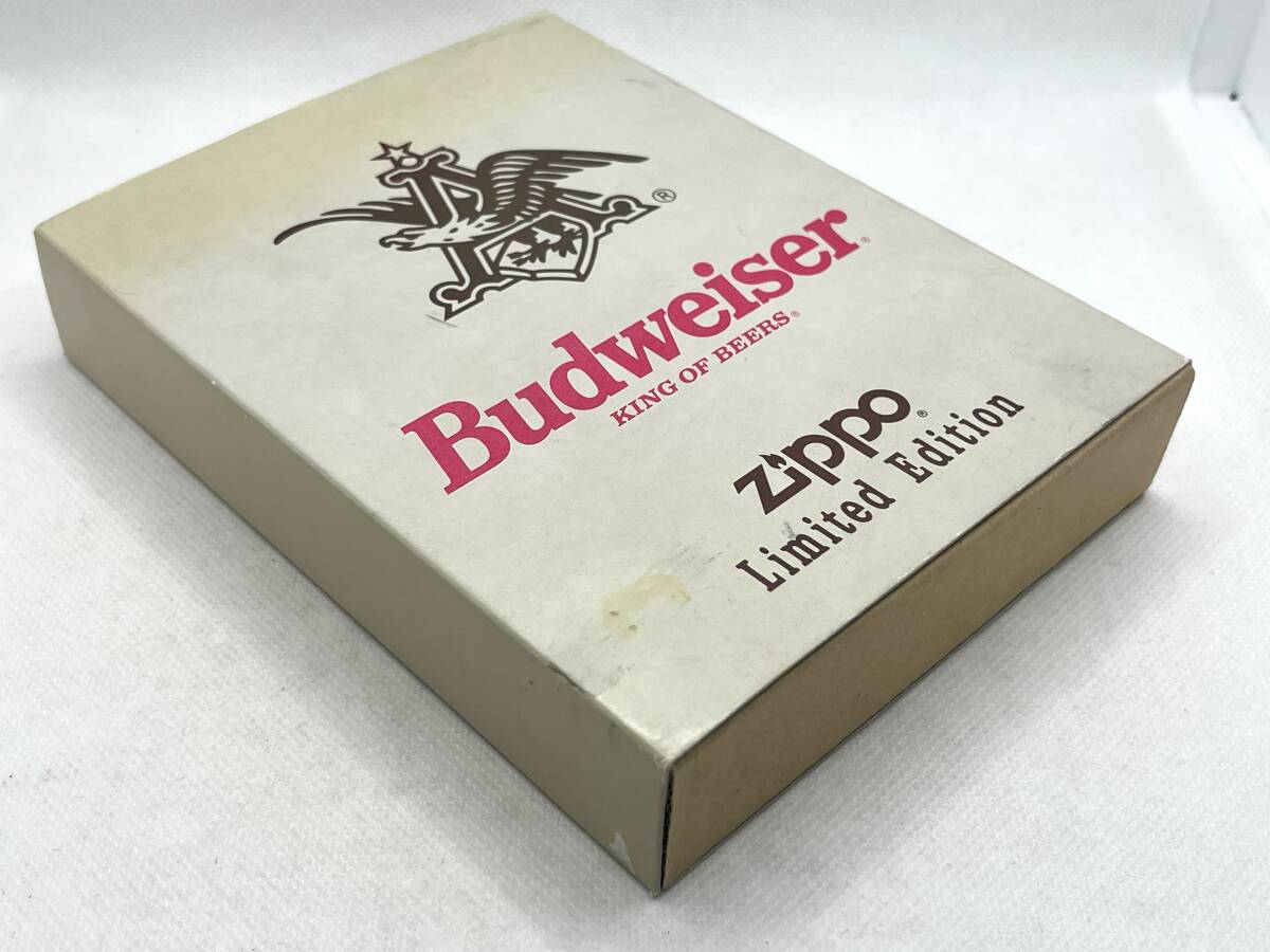 希少 ZIPPO ジッポー 1993年 限定品 BUDWEISER バドワイザー 立体ロゴ ライター 灰皿セット 箱付き_画像10