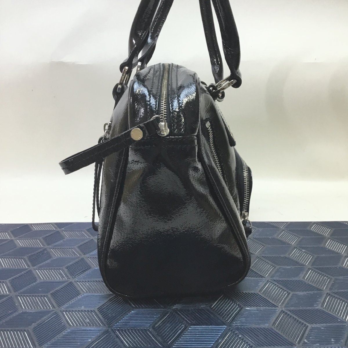 【中古品/CH】LONGCHAMP ロンシャン トートバッグ ハンドバッグ エナメルミニバッグ レディース ブラック RS0426/0012_画像5