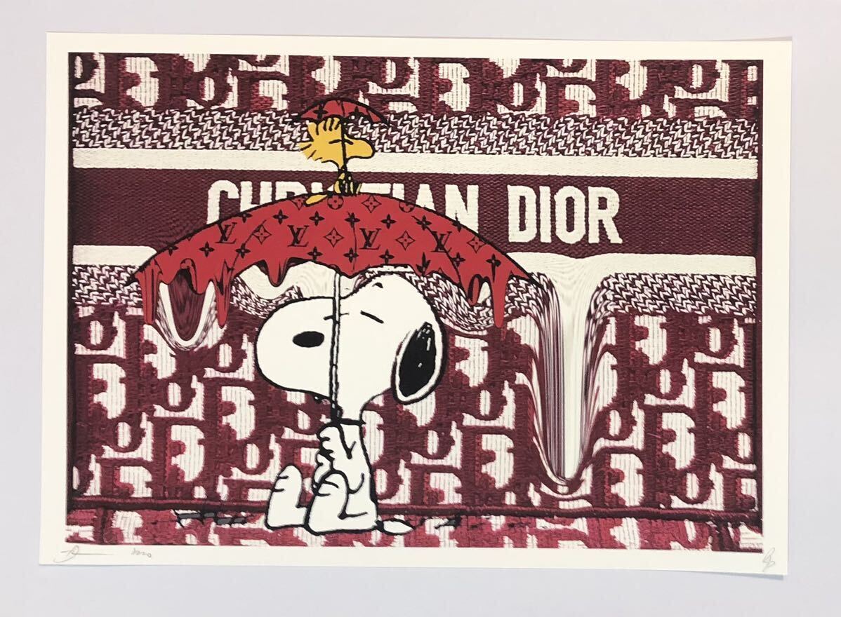 DEATH NYC アートポスター 世界限定100枚 スヌーピー SNOOPY ウッドストック ポスター PEANUTS 傘 ヴィトン ポップアート Dior 現代アート の画像2