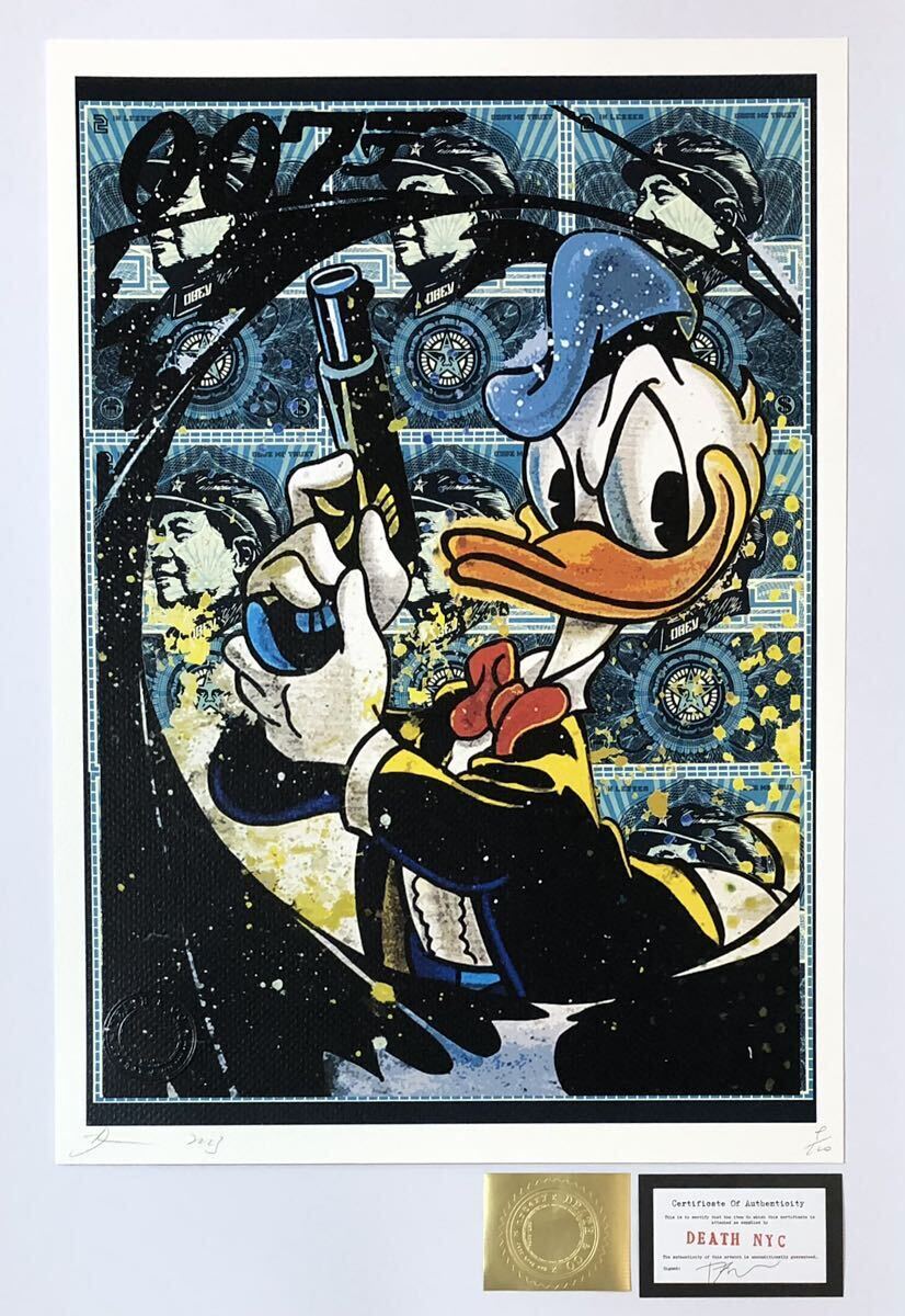 DEATH NYC アートポスター 世界限定100枚 ポップアート ドナルドダック 007 ディズマランド OBEY シェパードフェアリー Disney 現代アート の画像1