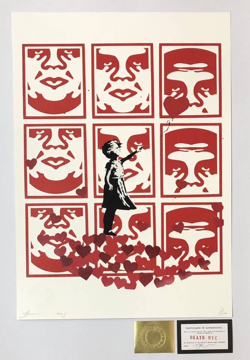 DEATH NYC アートポスター 世界限定100枚 ポップアート 風船少女 Banksy バンクシー オーベイ OBEY シェパードフェアリー 現代アート の画像1