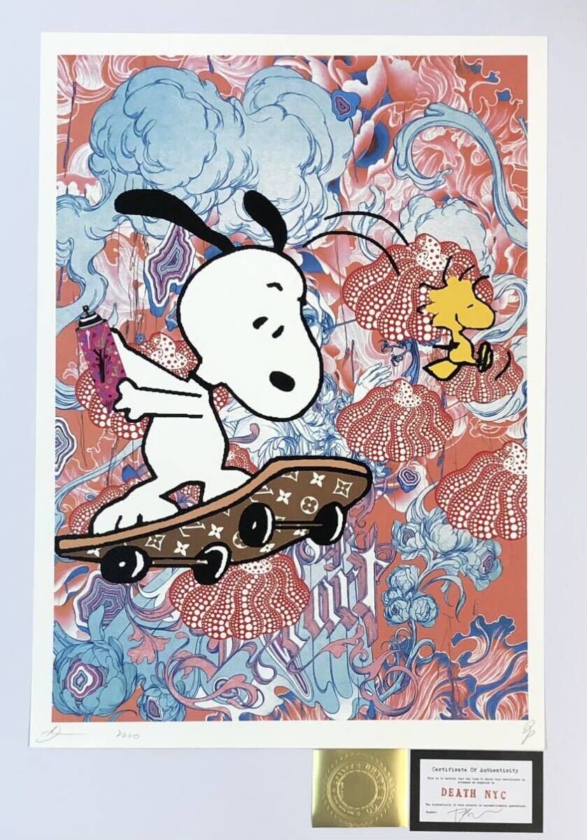 DEATH NYC アートポスター 世界限定100枚 スヌーピー SNOOPY ウッドストック PEANUTS 草間彌生 かぼちゃ 幻想 ヴィトン 現代アート _画像1