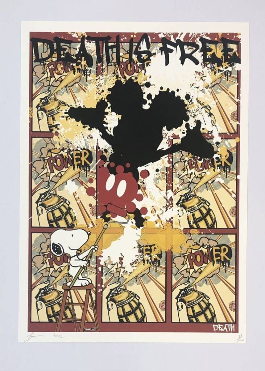 DEATH NYC アートポスター 世界限定100枚 スヌーピー SNOOPY バンクシー ディズニー ミッキーマウス ロイリキテンスタイン 現代アート _画像2