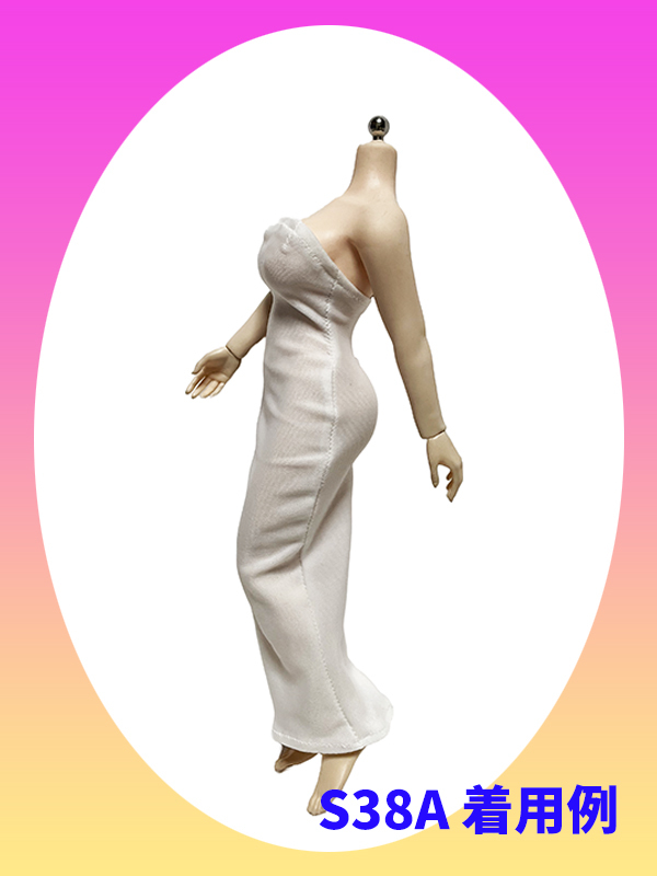 （H541）１／６アクションフィギュア女性衣装 ロングドレス ワンピース S07C ふくよかタイプ S38A ファイセン tbLeagueなど ハンドメイドの画像4