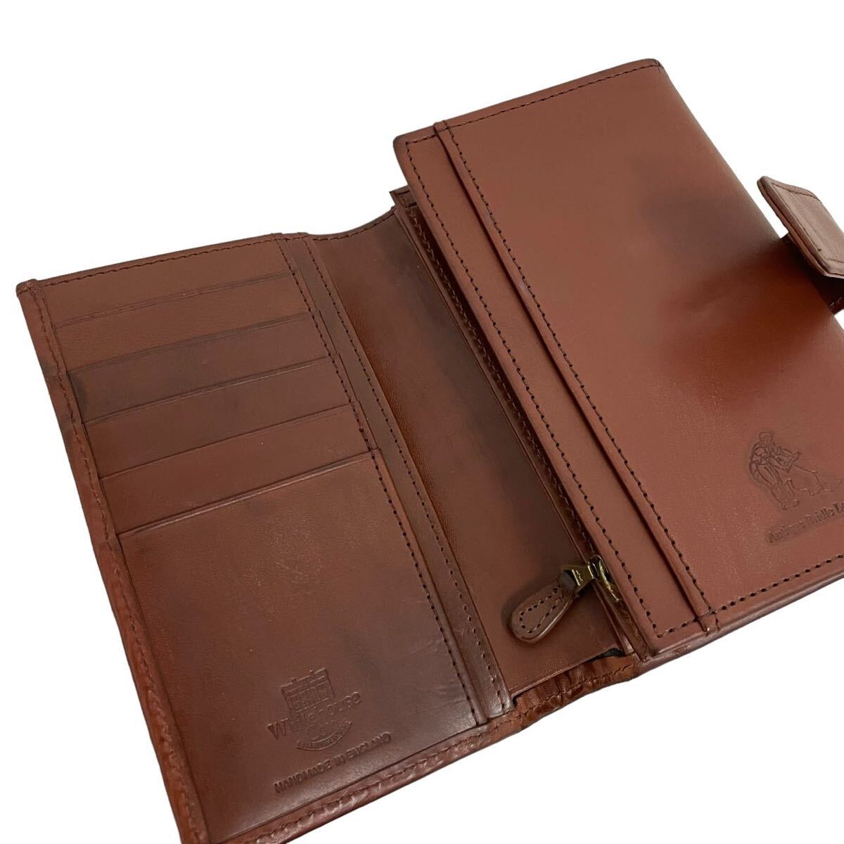 【高級素材】ホワイトハウスコックス　財布　2つ折り財布　コンパクト　アンティークブライドルレザー　ブラウン