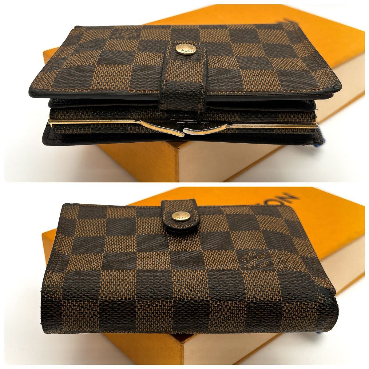 ★正規品★【A435】LOUIS VUITTON ルイヴィトン ダミエ エベヌ 二つ折り財布 ポルトフォイユ・ヴィエノワ N61674/MI0021の画像7