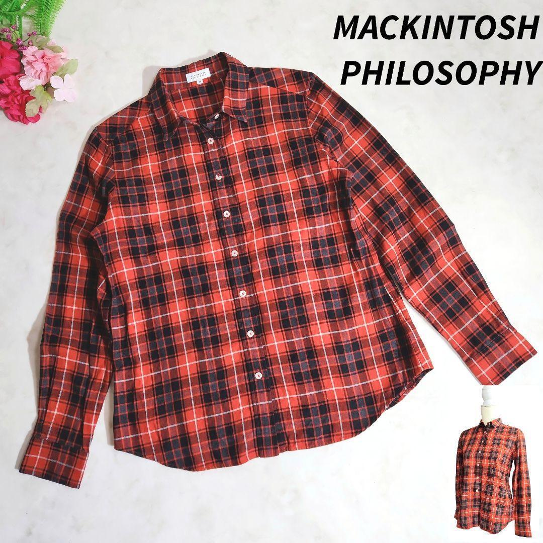 MACKINTOSH PHILOSOPHY コットン素材ネルシャツ 表記サイズ36 S 赤&黒&白 チェック柄 ブリティッシュ 82747