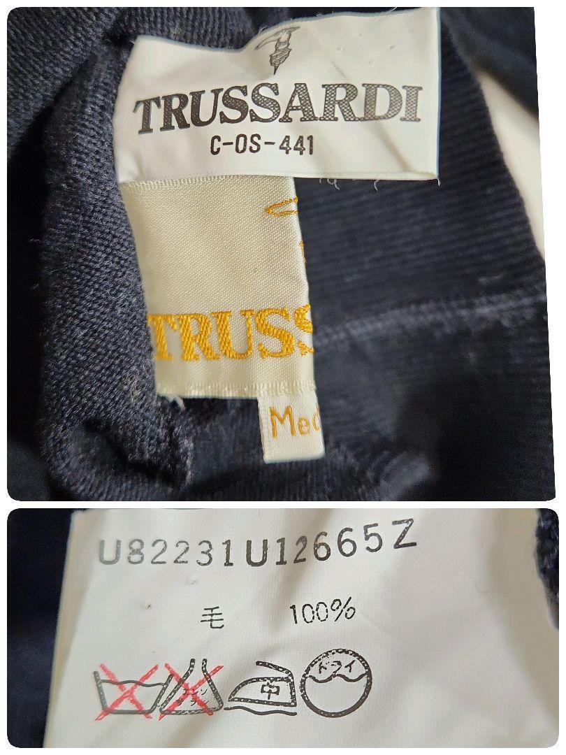 TRUSSARDI エンブレム刺繍・タートルネック ニット 黒 ウール100%　Mサイズ 82844_画像7