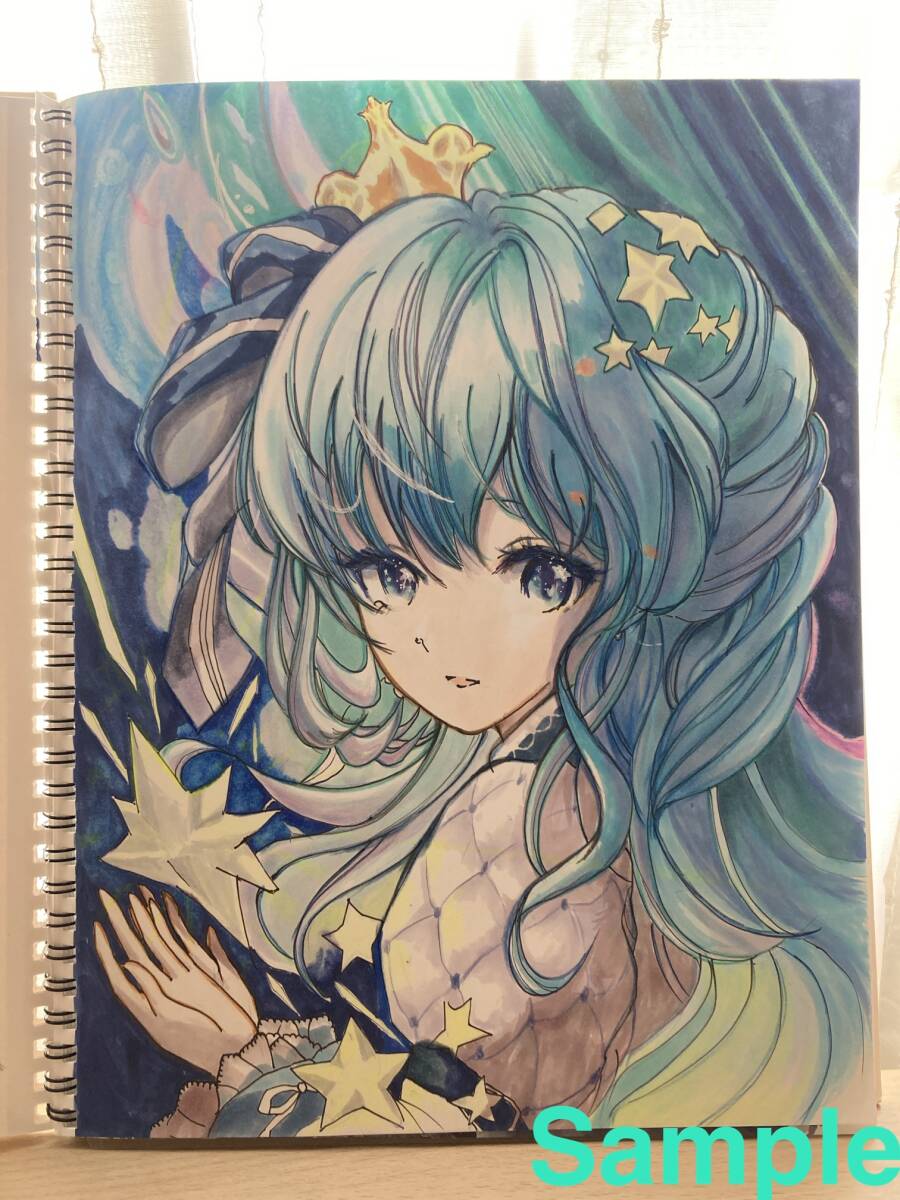 A4☆直筆 手描きイラスト アナログイラスト 星街すいせい hololive marine drawing ホロライブ ほしまちすいせいの画像3