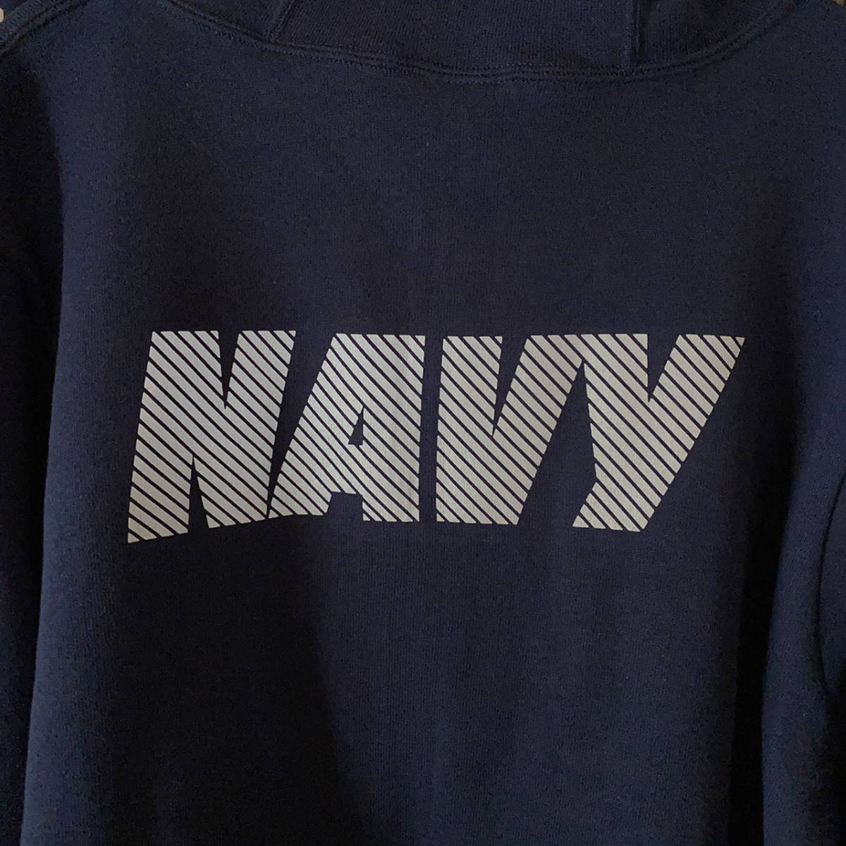 デッドストックSOFFEソフィーUS NAVYトレーニング スウェット ZIP UP パーカーMEDIUMネイビーMアメリカ軍USA製ミリタリー フーディー米軍の画像5