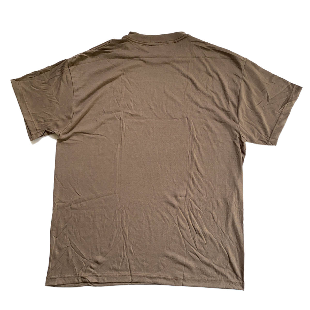 米軍実物デッドストック無地 Tシャツ XL ブラウン 茶色 速乾MOISTURE WICKINGアメリカ軍USA製ミリタリー軍物DSCP新品ポリエステル未使用の画像2