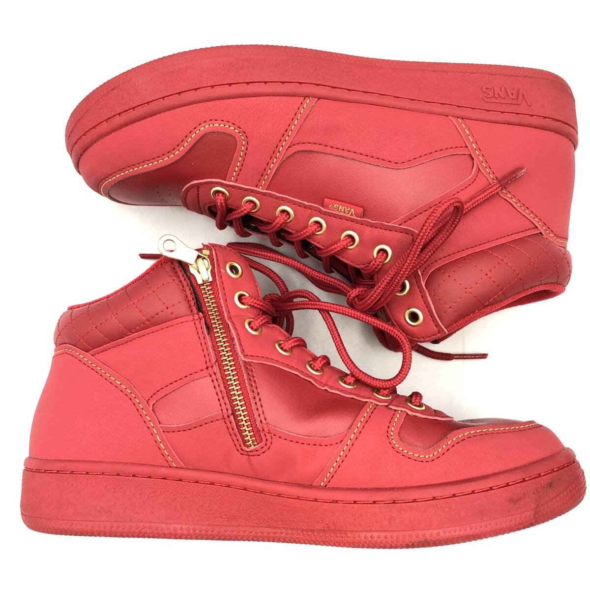 ★27cm【VANS】ハイカットスニーカー メンズ レッド 赤色 RED PVC シューズ 靴_画像5