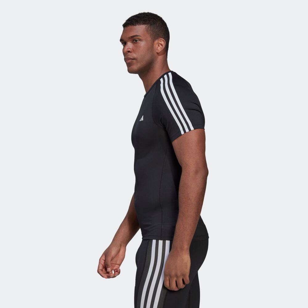 ●送料390円可能商品 アディダス ADIDAS 新品 メンズ テックフィット スリーストライプス ストレッチ 半袖 Tシャツ[HD3525-M] 三 壱★QWERの画像4