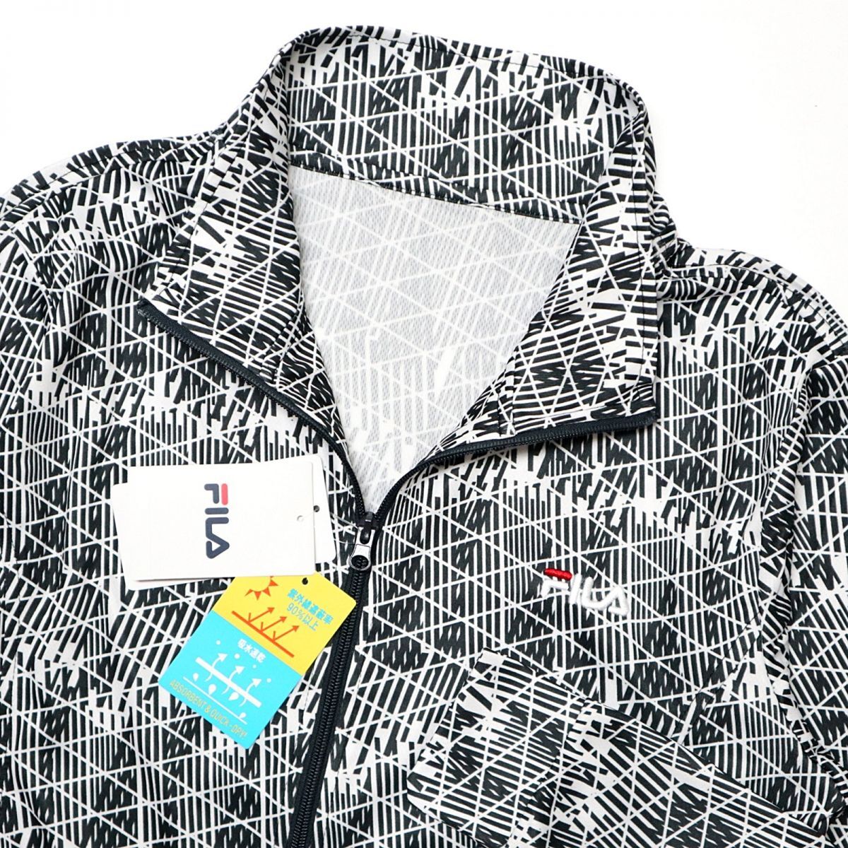 ★フィラ FILA 新品 メンズ 吸水速乾 UVプロテクト 水陸両用 ラッシュガード ジャケット 黒 Lサイズ [413312-BK-L] 一 二 弐★QWERの画像1