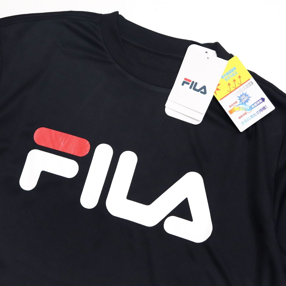 ●送料390円可能商品 フィラ FILA 新品 定番 メンズ COOL 冷感 UVCUT スポーツ 半袖 Tシャツ 黒 XLサイズ [412359-BK-LL]一 三 参★QWER_画像2