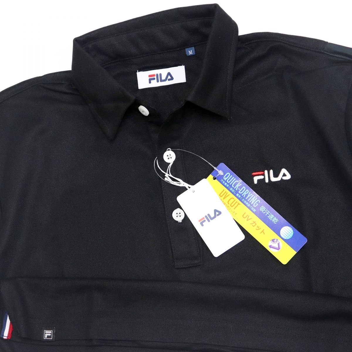 ●送料390円可能商品 フィラ ゴルフ FILA GOLF 新品 メンズ 吸水速乾 UVCUT 半袖 ポロシャツ 黒 M[749644G-BK-M]一 三 壱★QWER QQAA-18の画像1