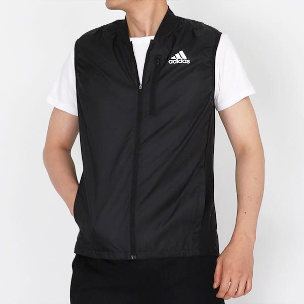 ●送料390円可能商品 アディダス ADIDAS 新品 メンズ 撥水 防風 ランニング ベスト ジャケット 黒 Lサイズ [HL3926-L] 三 弐★QWER★の画像1