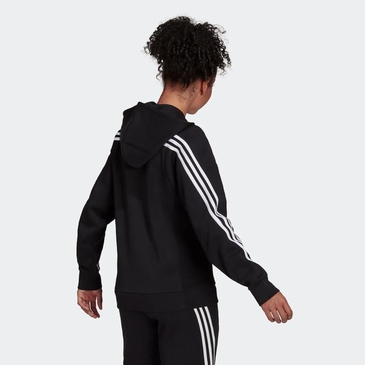 ★アディダス adidas 新品 レディース スリーストライプス フード付き トラックトップ パーカー 黒 Mサイズ [H57287-M] 二 壱★QWERの画像2