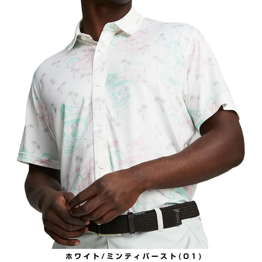 * стоимость доставки 390 иен возможность товар Puma PUMA Golf GOLF новый товар мужской Skull × cocos nucifera MATTR TROPI-COOL рубашка M размер [620812011N-M] три .*QWER