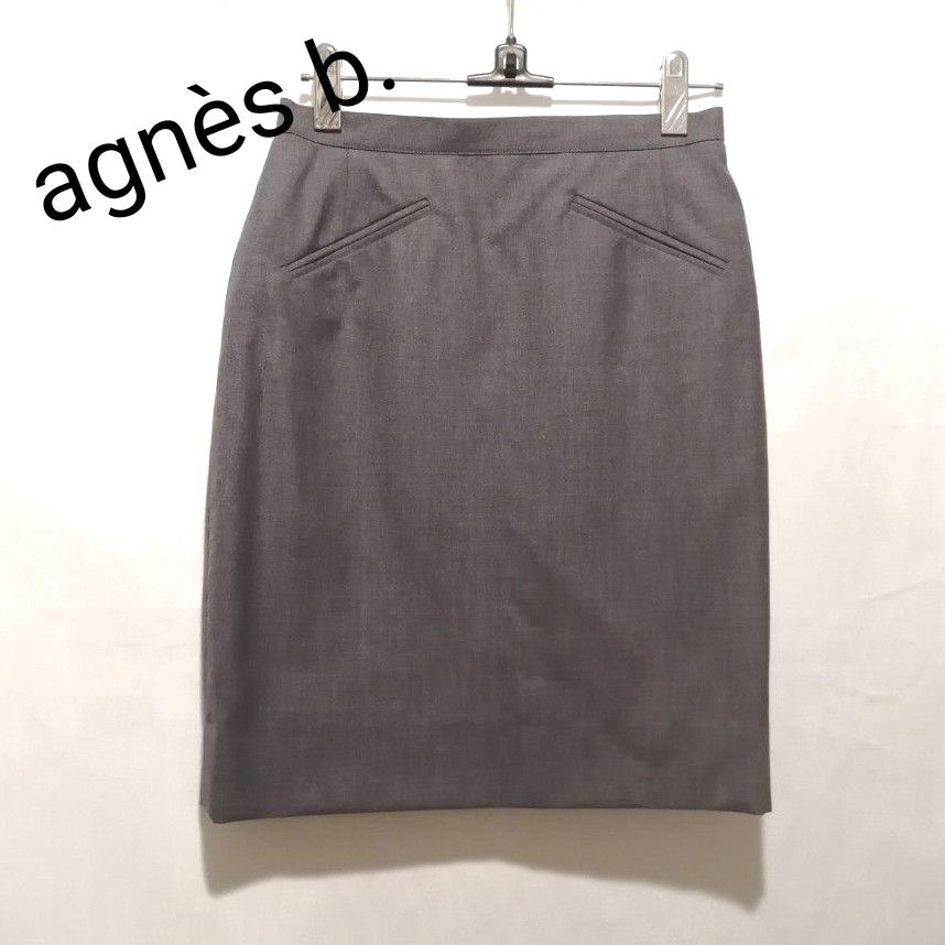 agns  b. アニエスベー  タイトスカート ウール 薄手 グレー 36 極美品