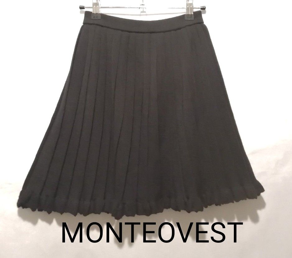 MONTEOVEST モンテオベスト ウール混ニット プリーツスカート ブラック