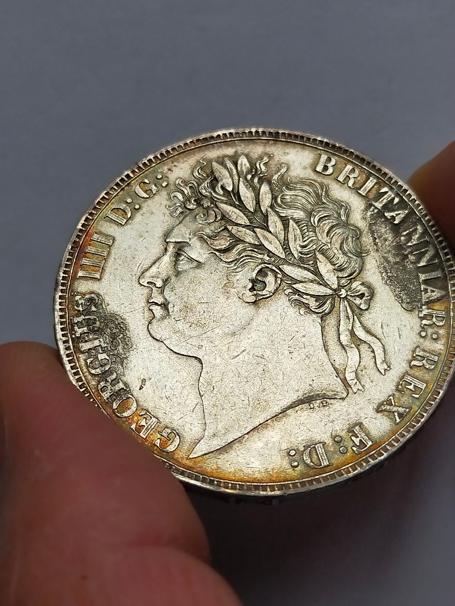 イギリス大型銀貨 ジョージ4世 1821 直径約38mm  重さ約28.3ｇ ヨーロッパ銀貨 稀少品の画像7