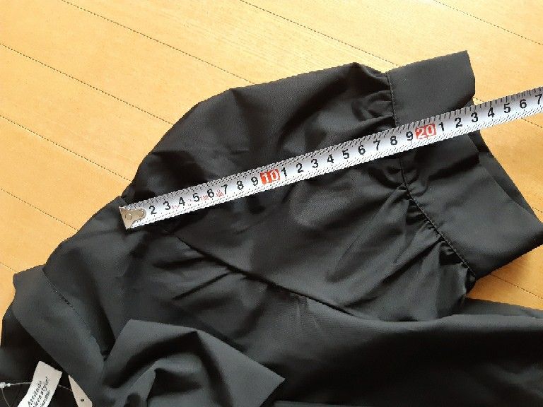 タグ付き未使用 SPINNS スピンズ ボウタイブラウス パフスリーブ袖 半袖 黒 F フリーサイズ リボン