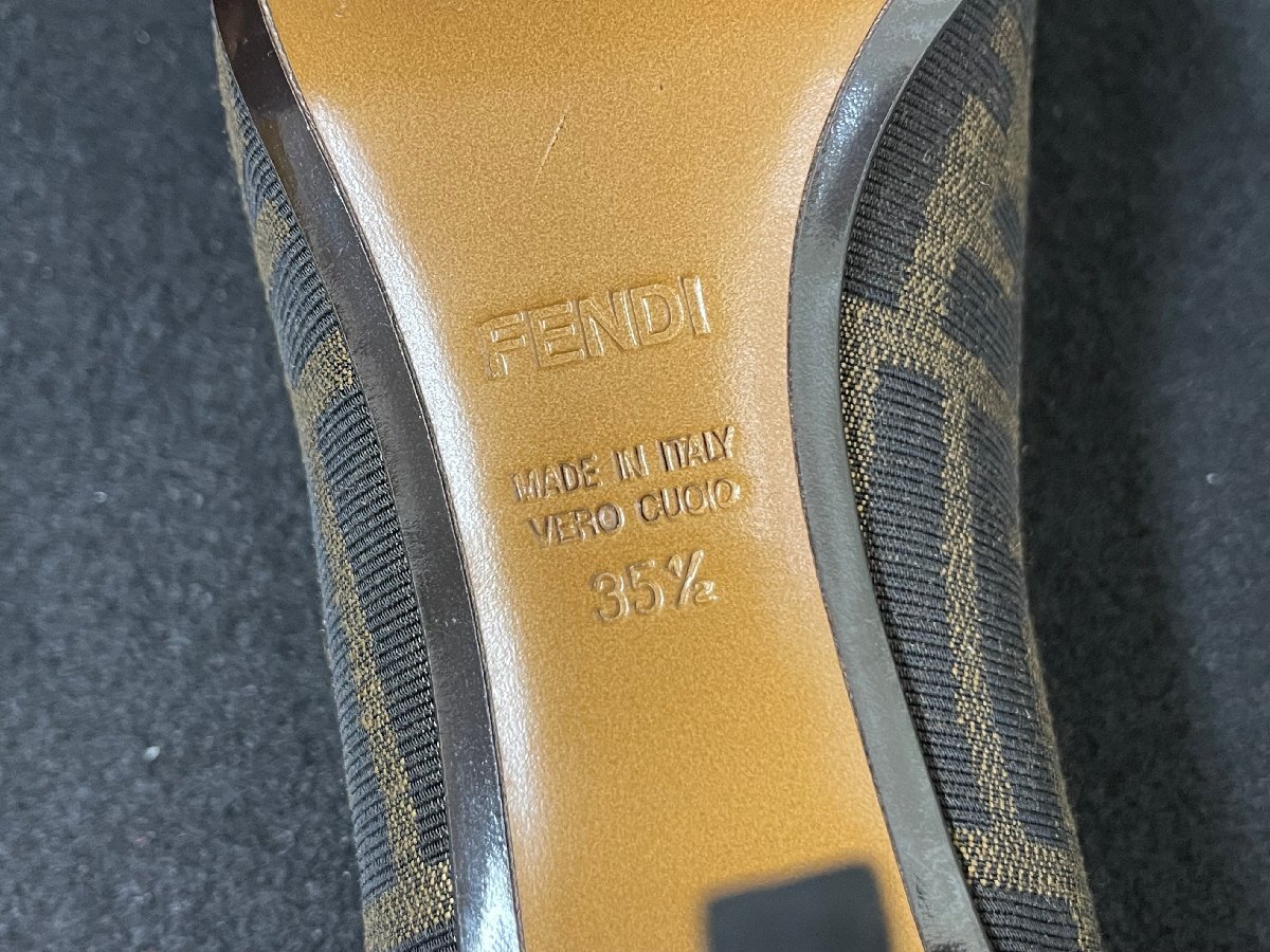 KF0603-87I ゆうパック着払い FENDI ズッカ リボン サイズ:35 1/2 パンプス ハイヒール 靴 フェンディ_画像9