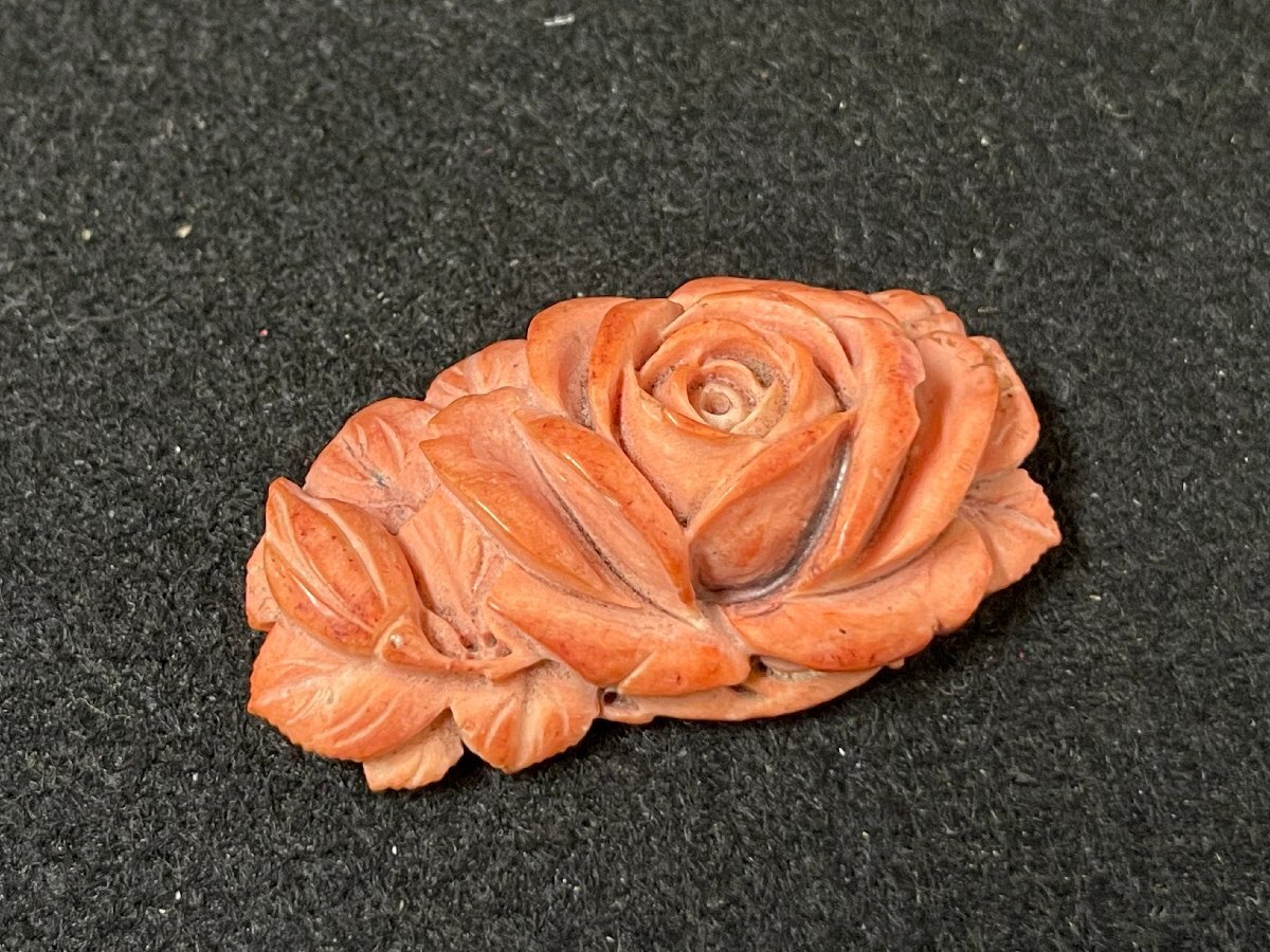 MK0603-68I 珊瑚 素材 薔薇モチーフ 花 ルース サンゴ 装飾品 服装小物 の画像1