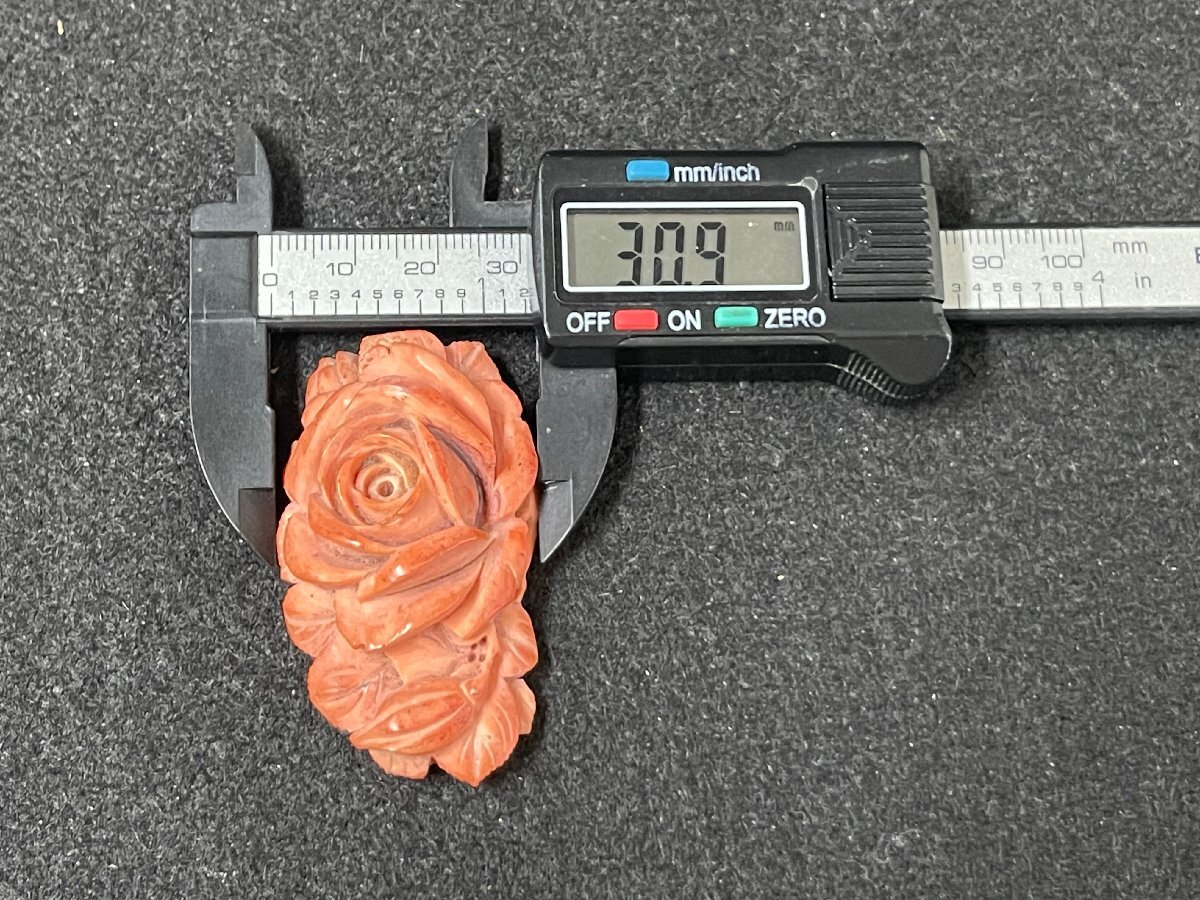 MK0603-68I 珊瑚 素材 薔薇モチーフ 花 ルース サンゴ 装飾品 服装小物 の画像8