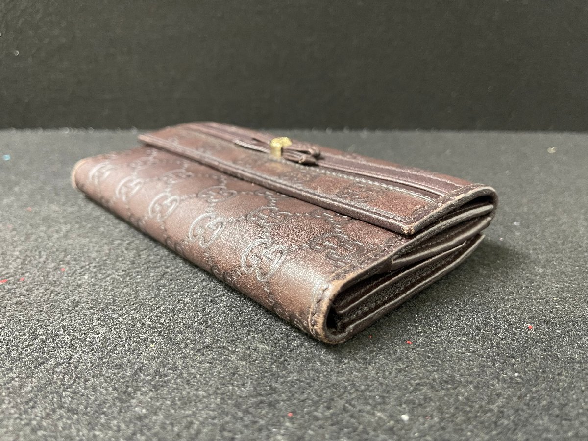 SN0604-1I ゆうパック着払い GUCCI 長財布 Wホック 256933.2184 ブラウン系 財布 グッチ GG ウォレット 服飾小物の画像5