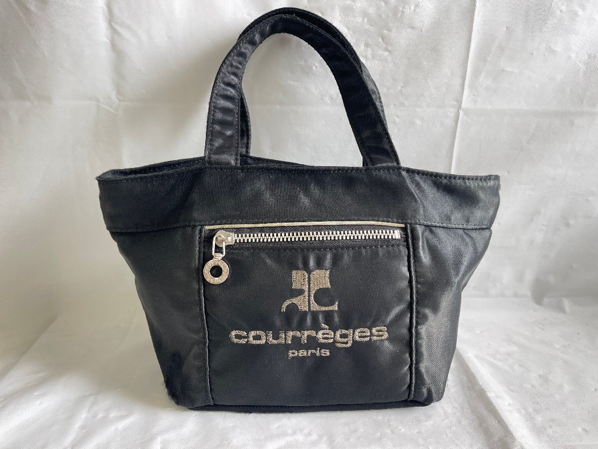 ST0604-82I　ゆうパック着払い　courreges　ハンドバッグ　ブラック系　手持ち鞄　クレージュ_画像1