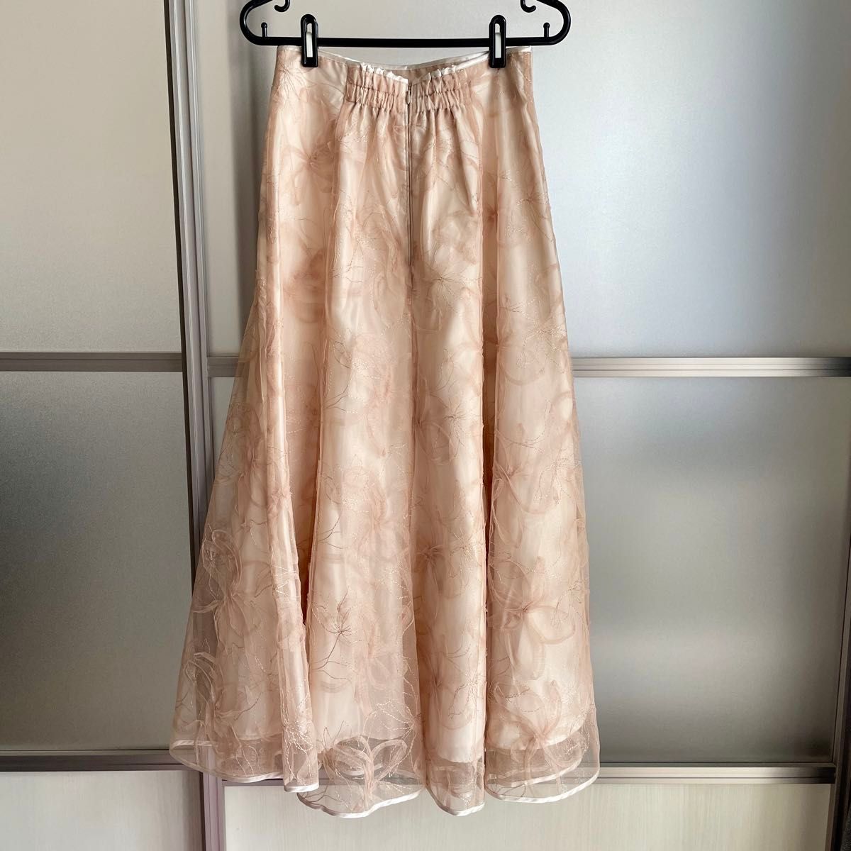 新品 ジャスグリッティー シャイニー チュール 刺繍 スカート オレンジ ピンク