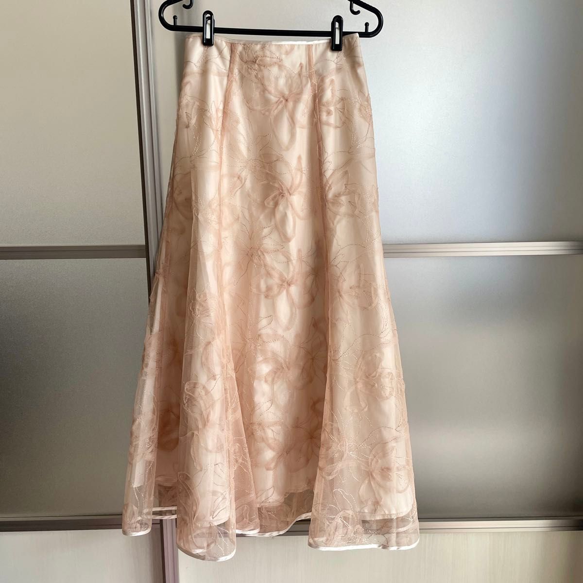 新品 ジャスグリッティー シャイニー チュール 刺繍 スカート オレンジ ピンク