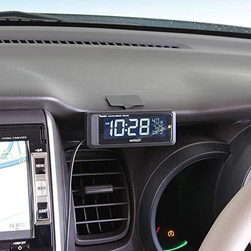 ナポレックス 車用 電波時計 Fizz ブラック常時点灯 ホワイトLED USB給電 大型液晶 角度調整可 NAPOLEX Fizz-1083の画像4
